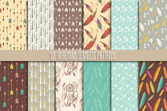 12 Bohemian Seamless Patterns