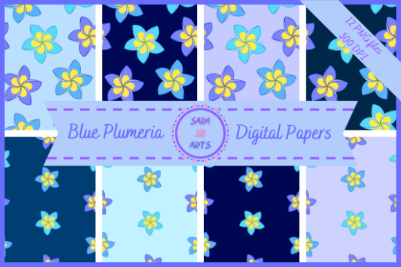 Blue Frangipani Plumeria Floral Patterns: A Versatile Design Resource