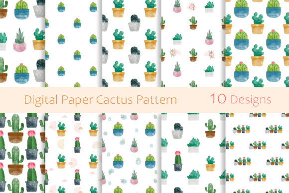 Cactus Patterns Digital Paper for Creative Projects