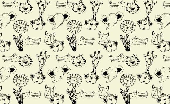 Cartoon Animal Face Seamless Patterns for Creative Projects