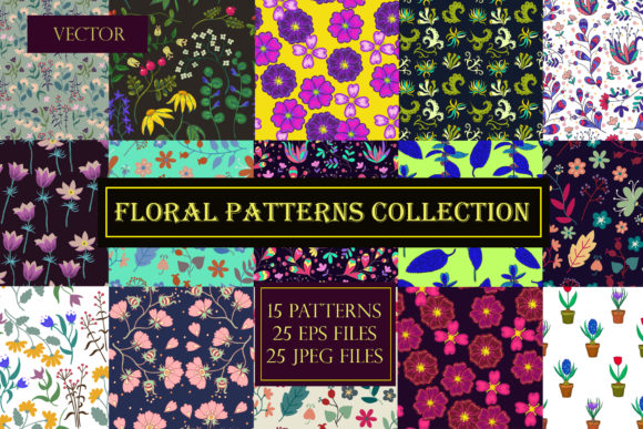 Collection of Vintage Floral Patterns: Endless Creative Possibilities with Retro Blossoms