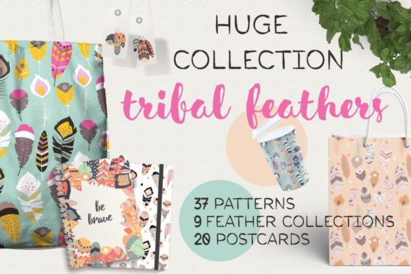 Designing with Feather Motifs: Unlocking Creative Potential with 37 Feather Patterns, 20 Postcards, and a Massive Seamless Pattern Collection