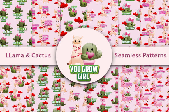 Llama and Cactus Seamless Patterns: A Versatile Design Collection for Modern Creatives