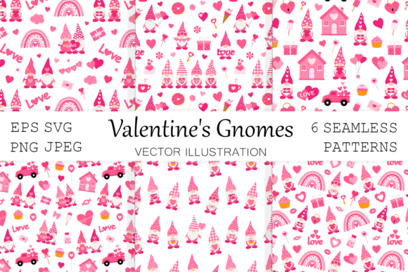 Valentine's Day Gnomes Seamless Patterns: A Versatile Design Resource for Creative Projects