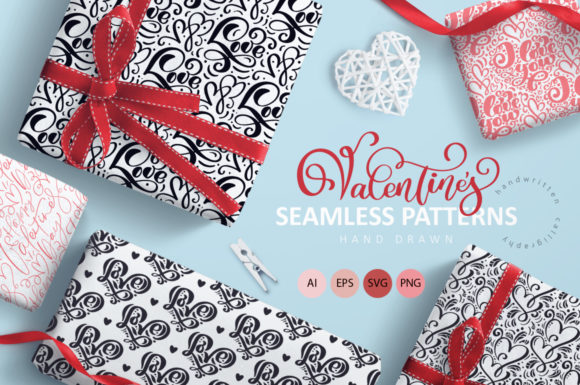 Valentine's Hand Drawn Seamless Patterns