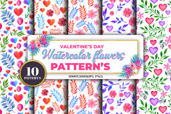 Watercolor Patterns for Valentine's Day