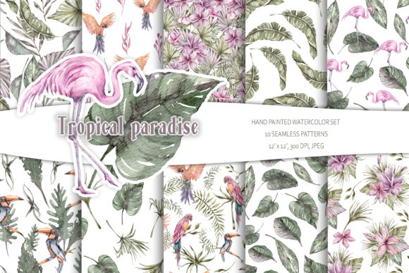 Watercolor Tropical Seamless Patterns for Everyone